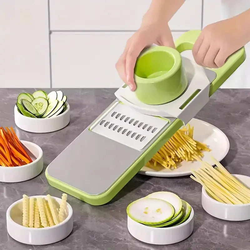 HousewareCollection Professional 5-in-1 Vegetable Cutter & Manual Slicer | Multi Blade Onion, Potato, Tomato, Garlic & Carrot Chopper with Collection Basin | Adjustable Kitchen Vegetable Cutter housewarecollections