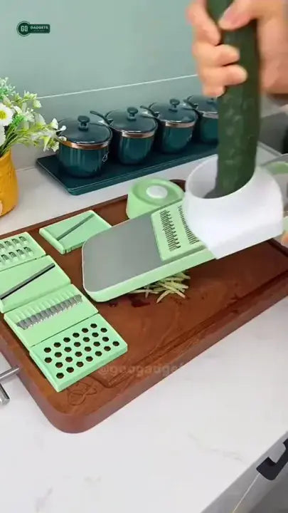 HousewareCollection Professional 5-in-1 Vegetable Cutter & Manual Slicer | Multi Blade Onion, Potato, Tomato, Garlic & Carrot Chopper with Collection Basin | Adjustable Kitchen Vegetable Cutter housewarecollections