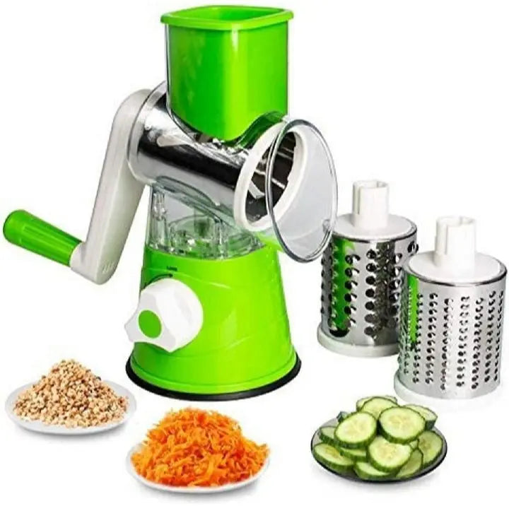 HousewareCollection 3-in-1 Vegetable Cutter & Rotary Drum Slicer | Manual Cheese Grater, Vegetable Slicer & Peeler | Multipurpose Kitchen Kaddu Kash Machine housewarecollections