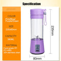 HousewareCollection USB Rechargeable Portable Juicer Blender 380ml | 6-Blade Electric Fruit Mixer & Smoothie Maker | Personal Size Food Grade Juice Blender housewarecollections