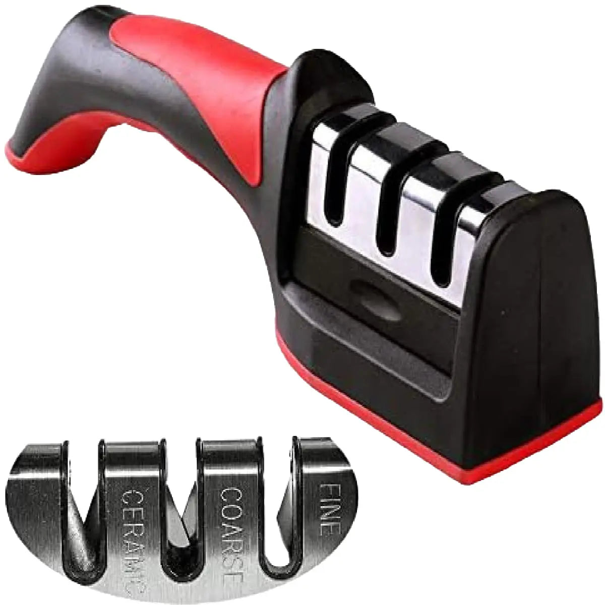 HousewareCollection 3-in-1 Professional Knife Sharpener | Manual Kitchen Knife Sharpening Tool | Multi-Stage Blade Sharpener for Kitchen Knives housewarecollections