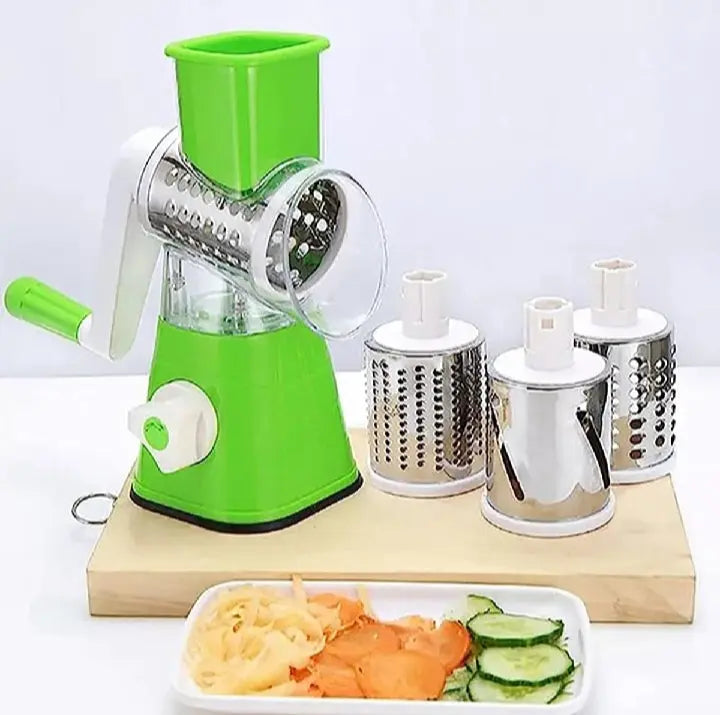 HousewareCollection 3-in-1 Vegetable Cutter & Rotary Drum Slicer | Manual Cheese Grater, Vegetable Slicer & Peeler | Multipurpose Kitchen Kaddu Kash Machine housewarecollections
