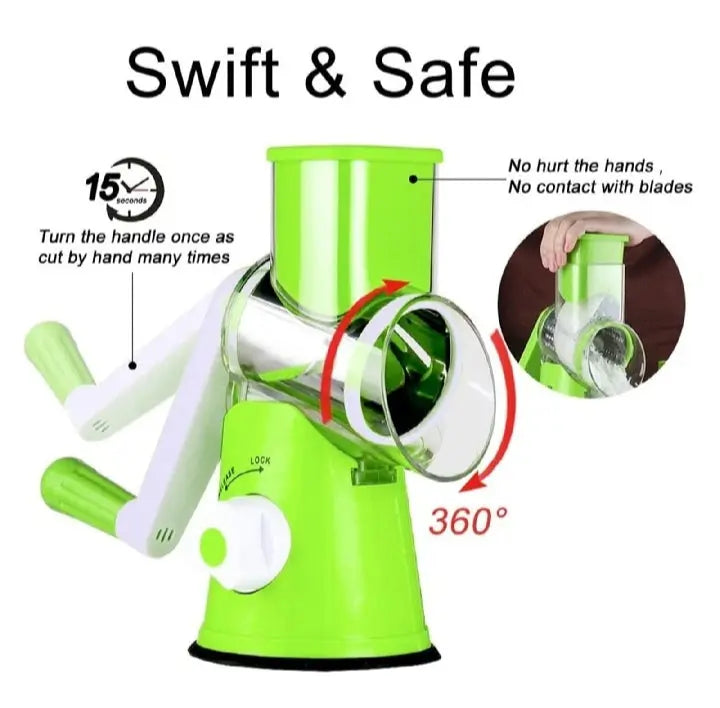 HousewareCollection 3-in-1 Vegetable Cutter & Rotary Drum Slicer | Manual Cheese Grater, Vegetable Slicer & Peeler | Multipurpose Kitchen Kaddu Kash Machine housewarecollections