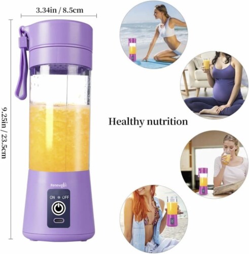 HousewareCollection USB Rechargeable Portable Juicer Blender 380ml | 6-Blade Electric Fruit Mixer & Smoothie Maker | Personal Size Food Grade Juice Blender housewarecollections