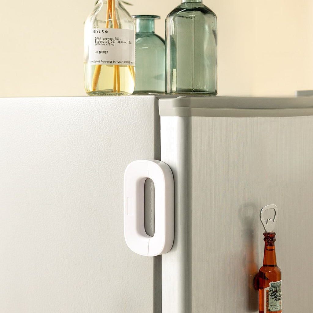 HousewareCollection Premium Fridge Safety Lock | Adhesive Child Safety Refrigerator Door Lock | Double Press Unlock Cabinet & Freezer Security Lock housewarecollections