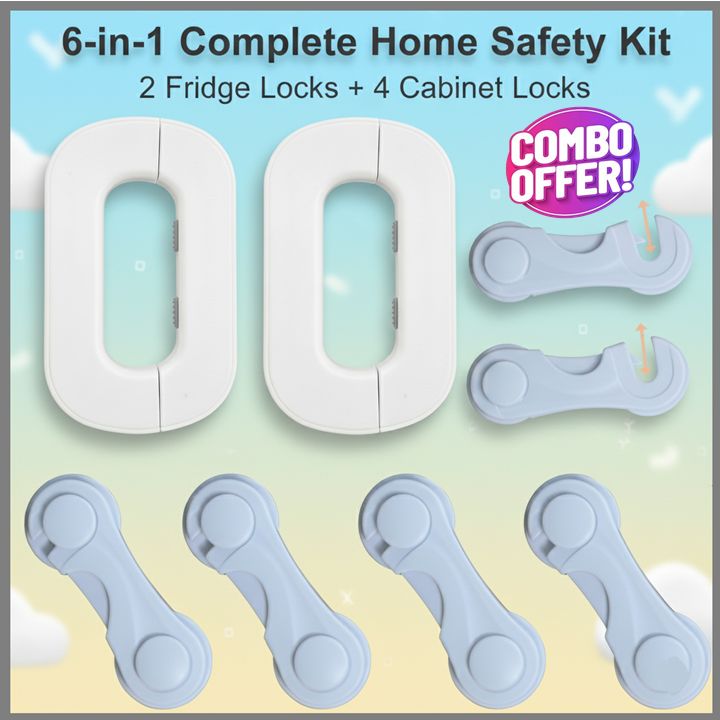 HousewareCollection Premium Fridge Safety Lock | Adhesive Child Safety Refrigerator Door Lock | Double Press Unlock Cabinet & Freezer Security Lock housewarecollections