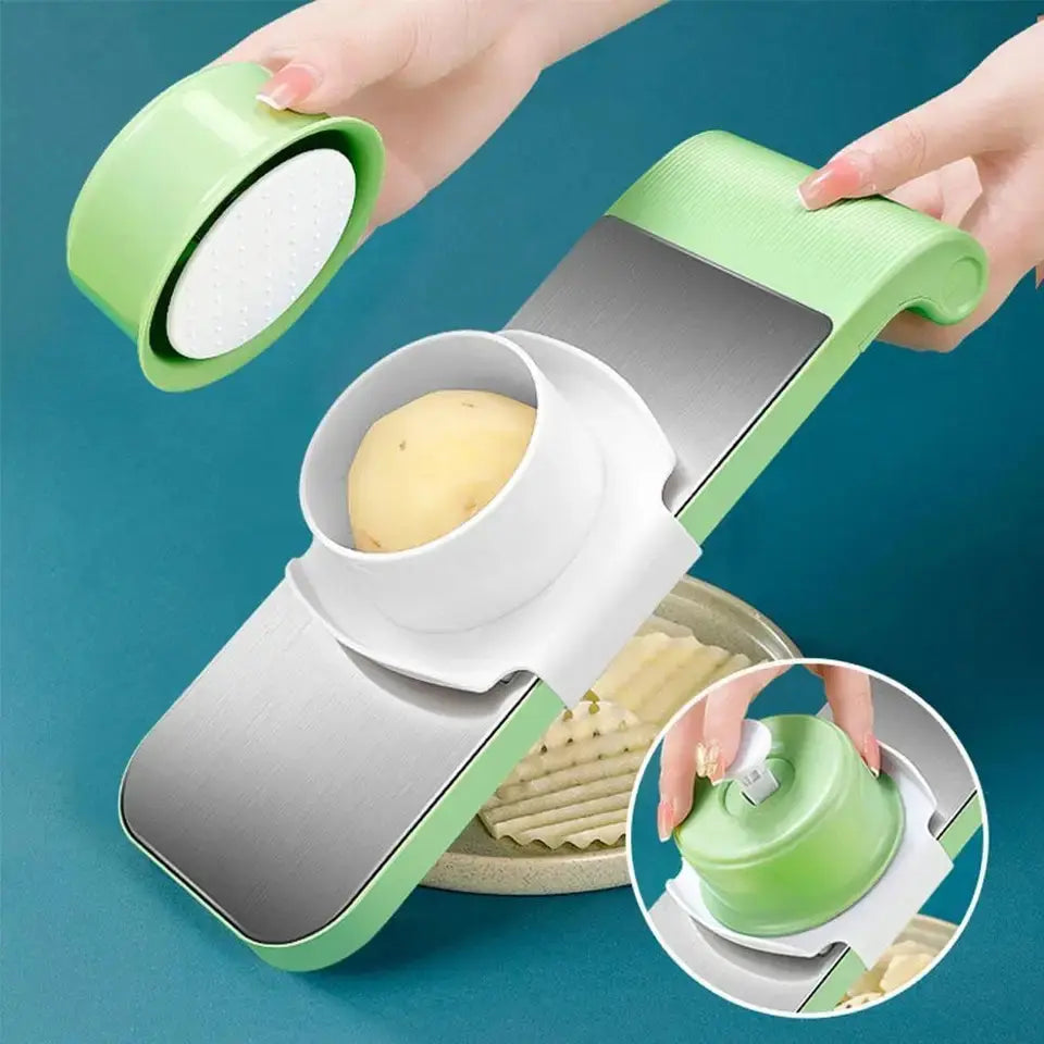 HousewareCollection Professional 5-in-1 Vegetable Cutter & Manual Slicer | Multi Blade Onion, Potato, Tomato, Garlic & Carrot Chopper with Collection Basin | Adjustable Kitchen Vegetable Cutter housewarecollections