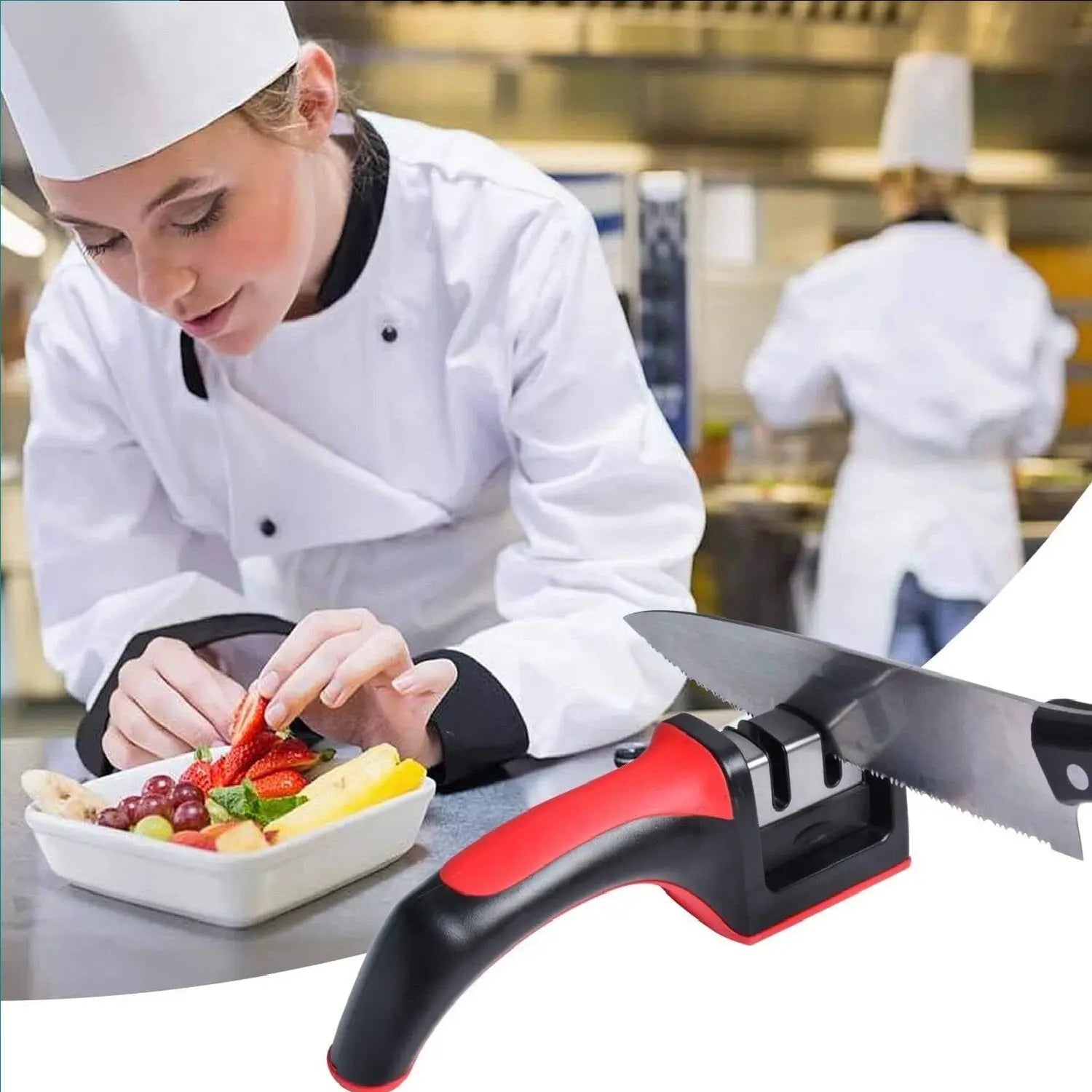 HousewareCollection 3-in-1 Professional Knife Sharpener | Manual Kitchen Knife Sharpening Tool | Multi-Stage Blade Sharpener for Kitchen Knives housewarecollections