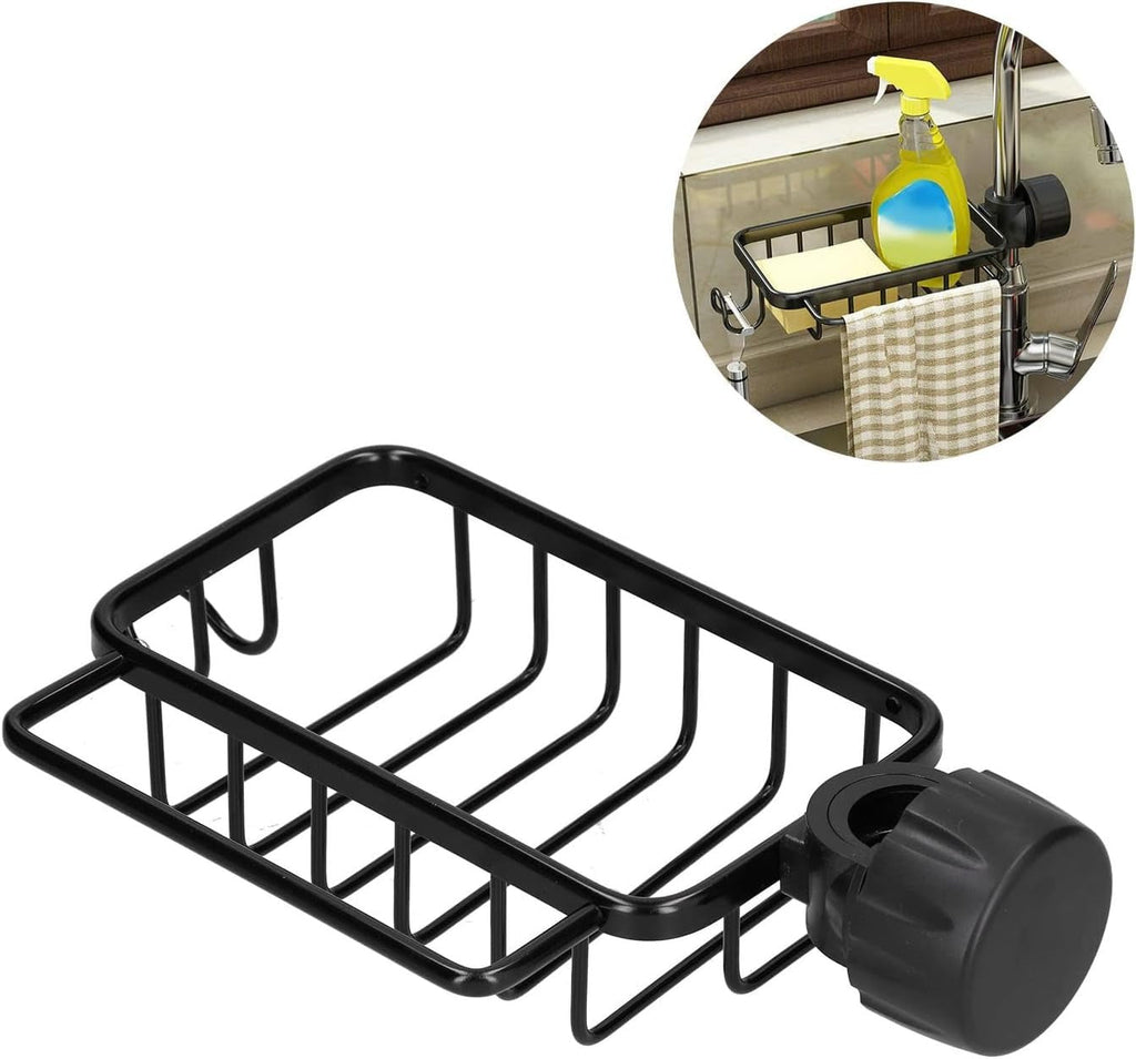 HousewareCollection Stainless Steel Sponge Holder for Kitchen Sink | Adjustable Faucet Rack Organizer | Soap Drainer & Sink Caddy Storage Basket housewarecollections