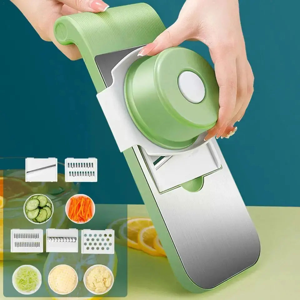 HousewareCollection Professional 5-in-1 Vegetable Cutter & Manual Slicer | Multi Blade Onion, Potato, Tomato, Garlic & Carrot Chopper with Collection Basin | Adjustable Kitchen Vegetable Cutter housewarecollections