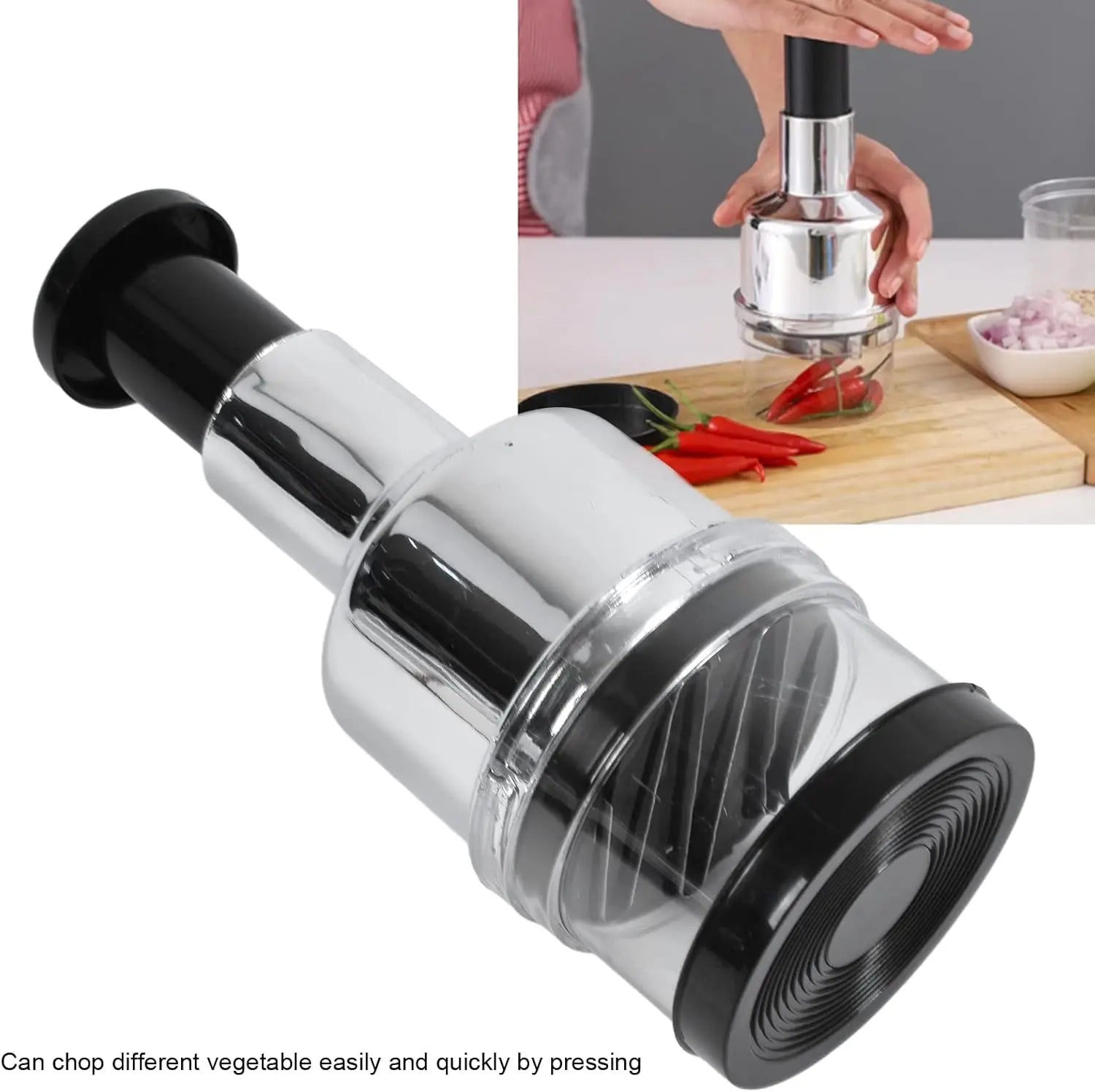 HousewareCollection Multifunctional Onion & Garlic Cutter | Stainless Steel Manual Vegetable Chopper | Garlic Press, Onion Dicer & Kitchen Food Cutter housewarecollections