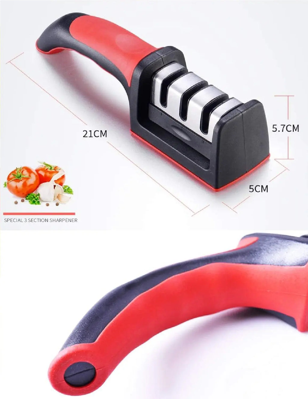 HousewareCollection 3-in-1 Professional Knife Sharpener | Manual Kitchen Knife Sharpening Tool | Multi-Stage Blade Sharpener for Kitchen Knives housewarecollections